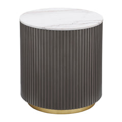 Best Furniture Outlet - Coaster - Jason Round White Marble Top Side End Table Charcoal - 710417