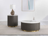 Best Furniture Outlet - Coaster - Jason 2-piece Round White Marble Coffee Table Set Charcoal - 710418-S2