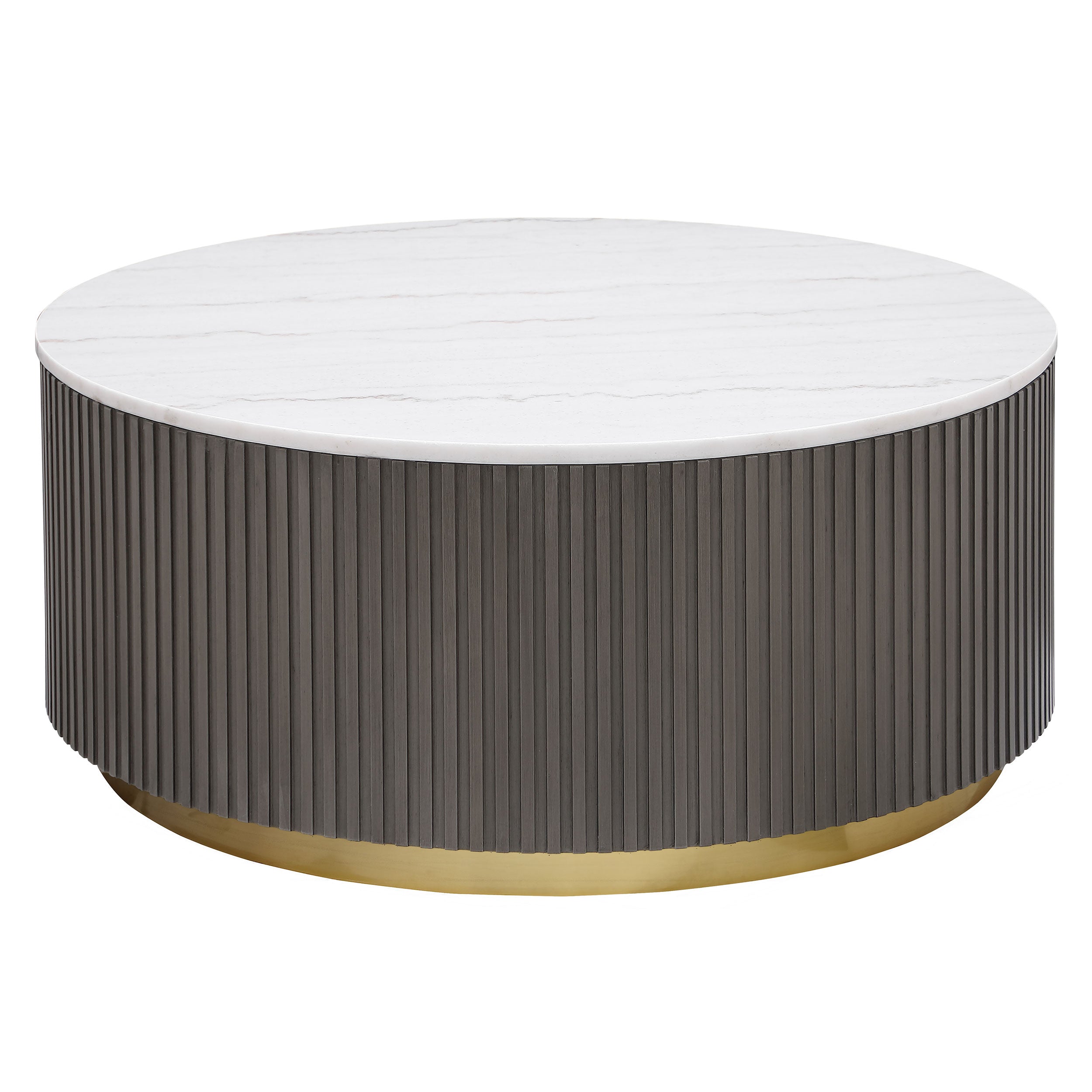 Best Furniture Outlet - Coaster - Jason Round Marble Top Coffee Table White and Charcoal - 710418