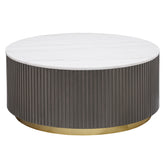 Best Furniture Outlet - Coaster - Jason Round Marble Top Coffee Table White and Charcoal - 710418