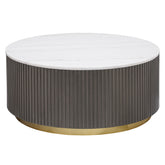 Best Furniture Outlet - Coaster - Jason Round White Marble Top Coffee Table Charcoal - 710418