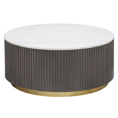 Best Furniture Outlet - Coaster - Jason Round White Marble Top Coffee Table Charcoal - 710418