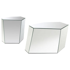 Capella 2-piece Mirrored Coffee and End Table Set Silver