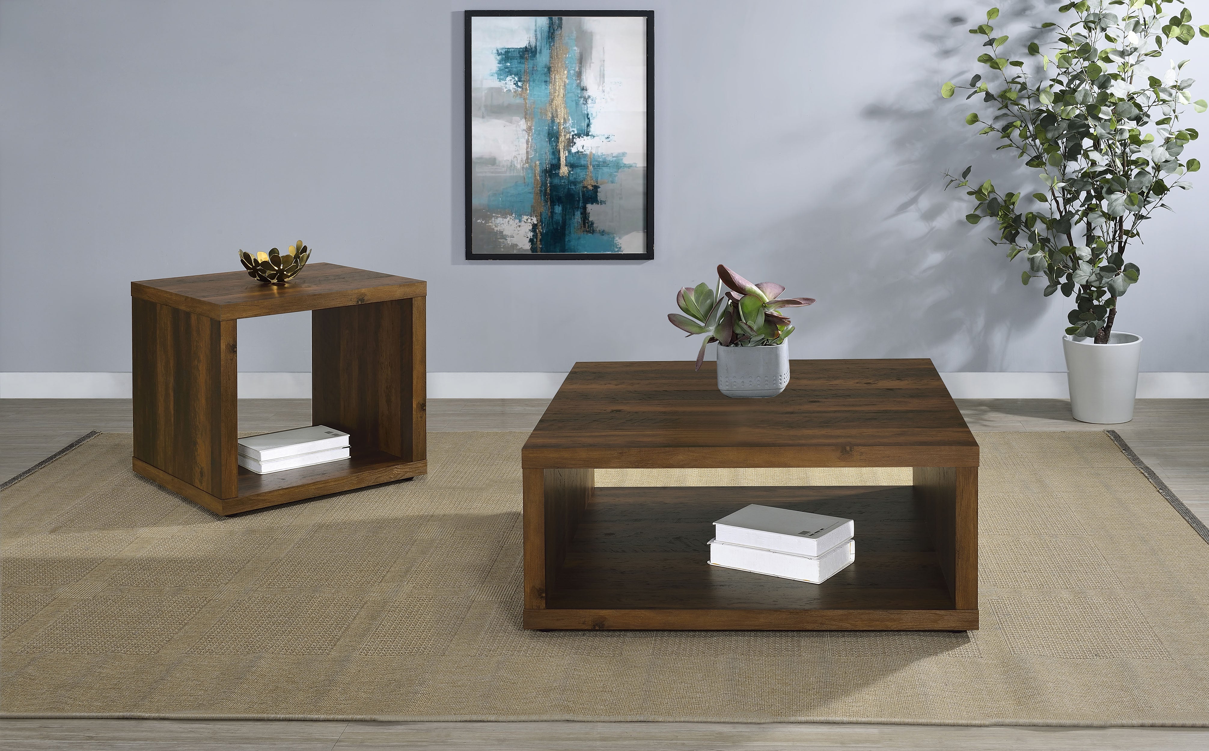Best Furniture Outlet - Coaster - Frisco 2-piece Coffee and End Table Set Dark Pine - 710508-S2
