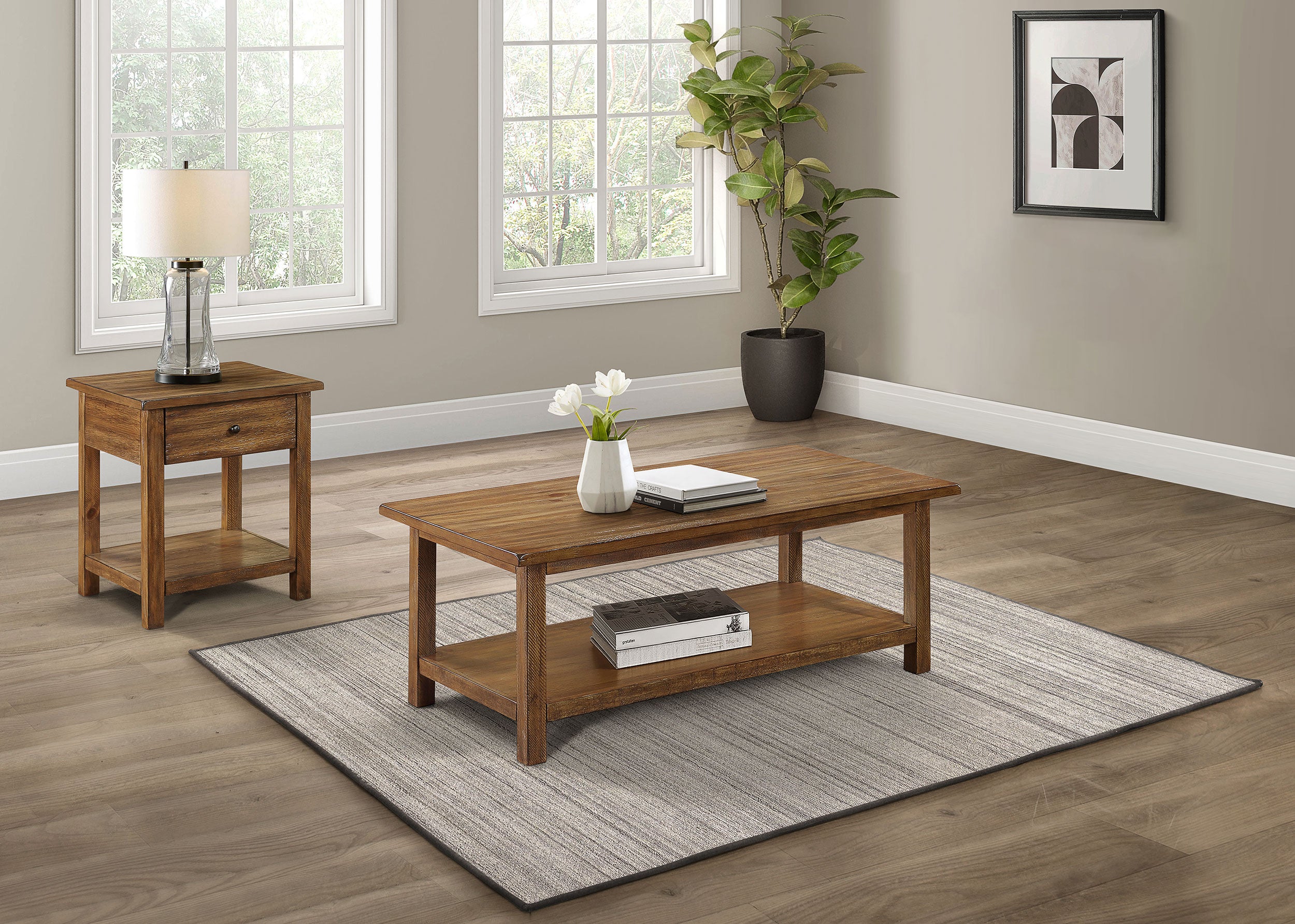 Best Furniture Outlet - Coaster - Payne 2-piece Coffee and 1-drawer End Table Set Brown - 710548-S2
