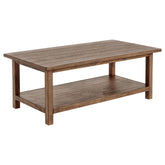 Best Furniture Outlet - Coaster - Payne Wood Coffee Table with Shelf Distressed Brown - 710548