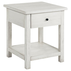 Best Furniture Outlet - Coaster - Payne 1-drawer Wood End Table with Shelf Distressed White - 710557
