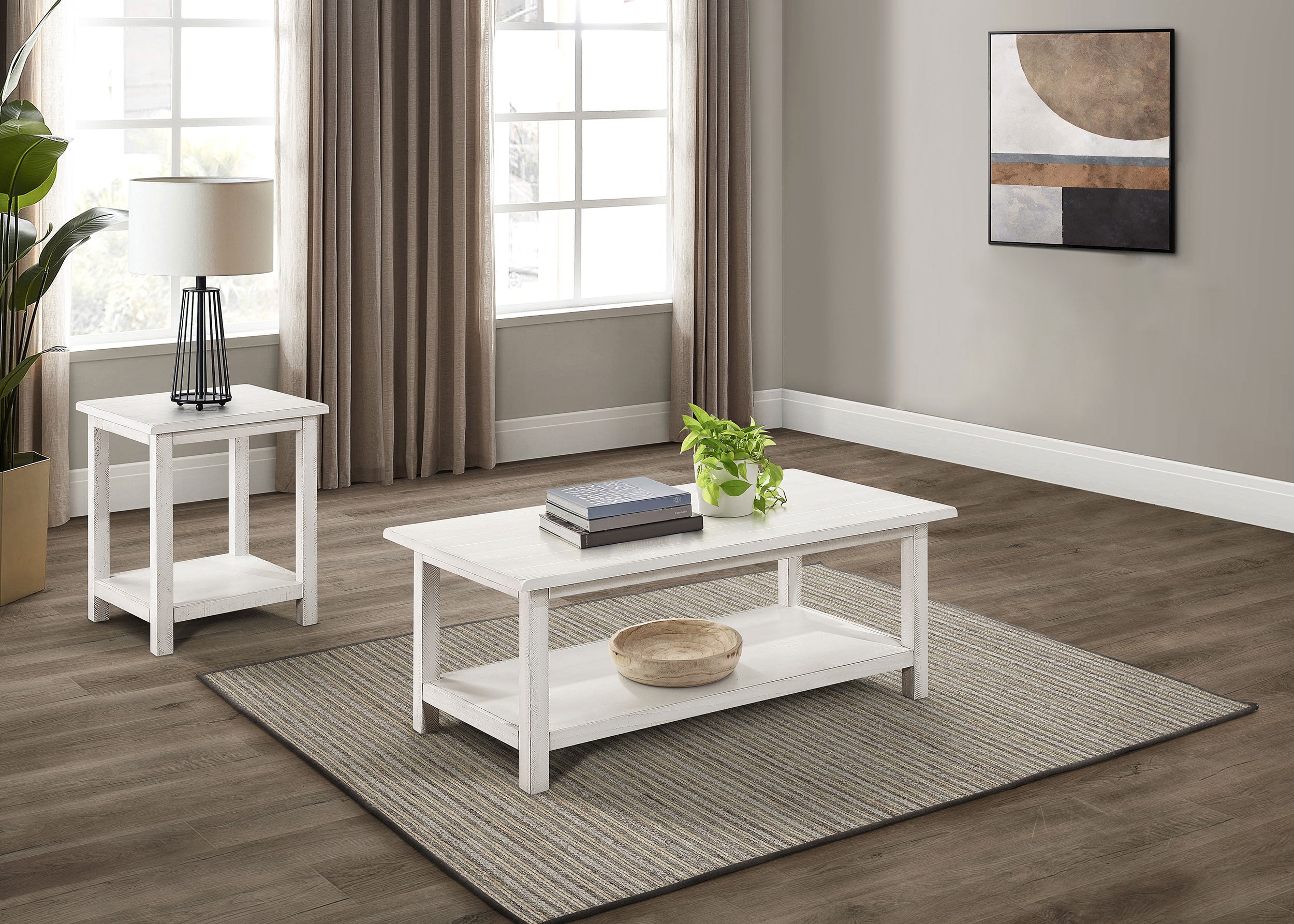 Best Furniture Outlet - Coaster - Payne 2-piece Coffee and End Table Set Distressed White - 710558-S2A