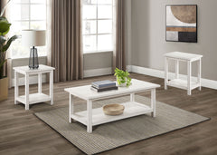 Best Furniture Outlet - Coaster - Payne 3-piece Coffee and End Table Set Distressed White - 710558-S3A