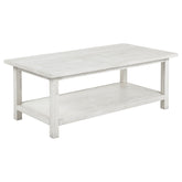 Best Furniture Outlet - Coaster - Payne Wood Coffee Table with Shelf Distressed White - 710558