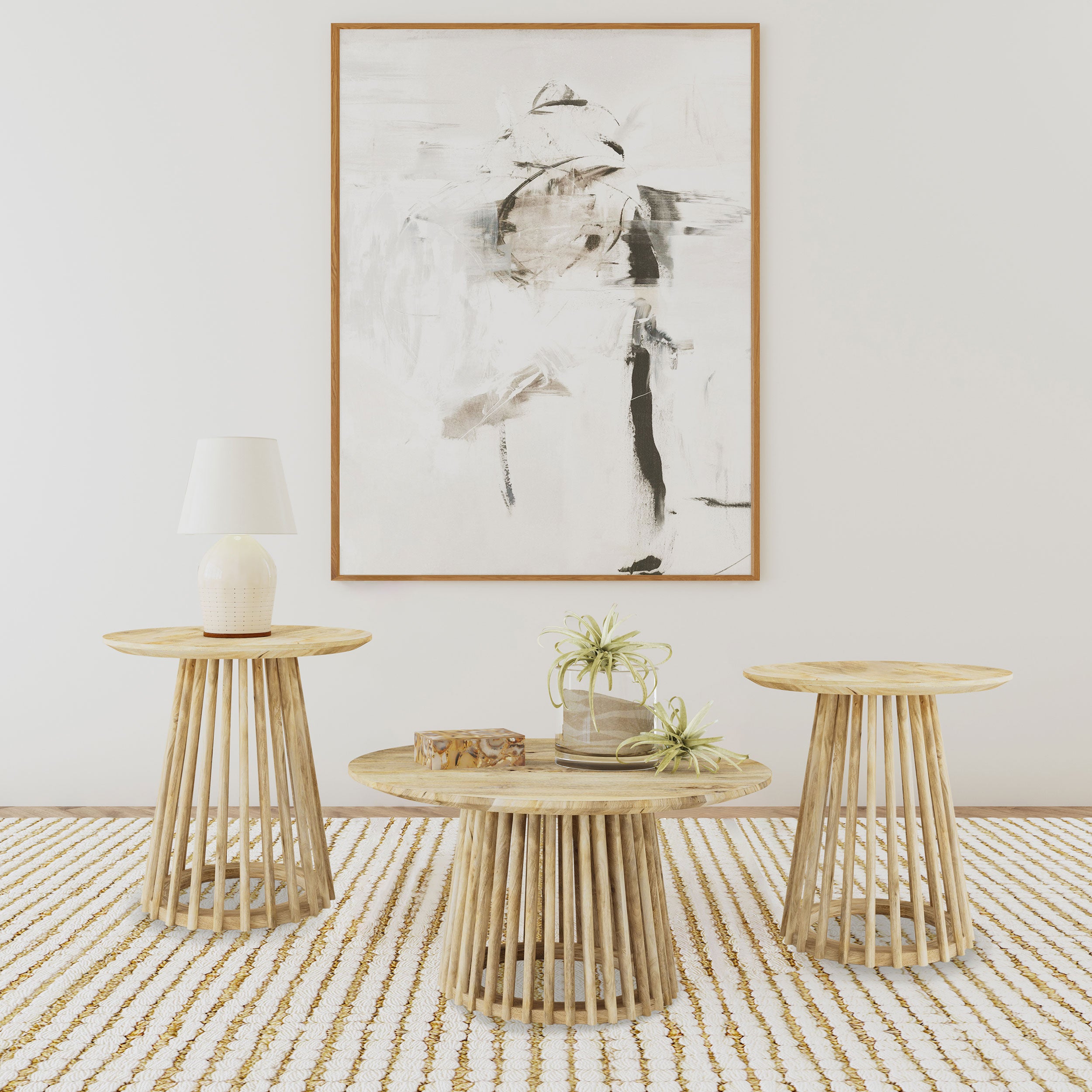 Best Furniture Outlet - Coaster - Touhy 3-piece Round Coffee and End Table Set Natural Mango - 710608-S3