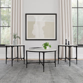 Best Furniture Outlet - Coaster - Hermas 3-piece Round Marble Coffee and End Table Set White - 710738-S3