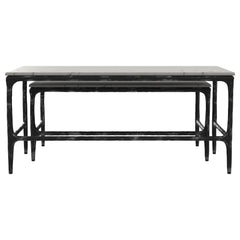 Ebby 2-piece Genuine Marble Top Nesting Coffee Tables White