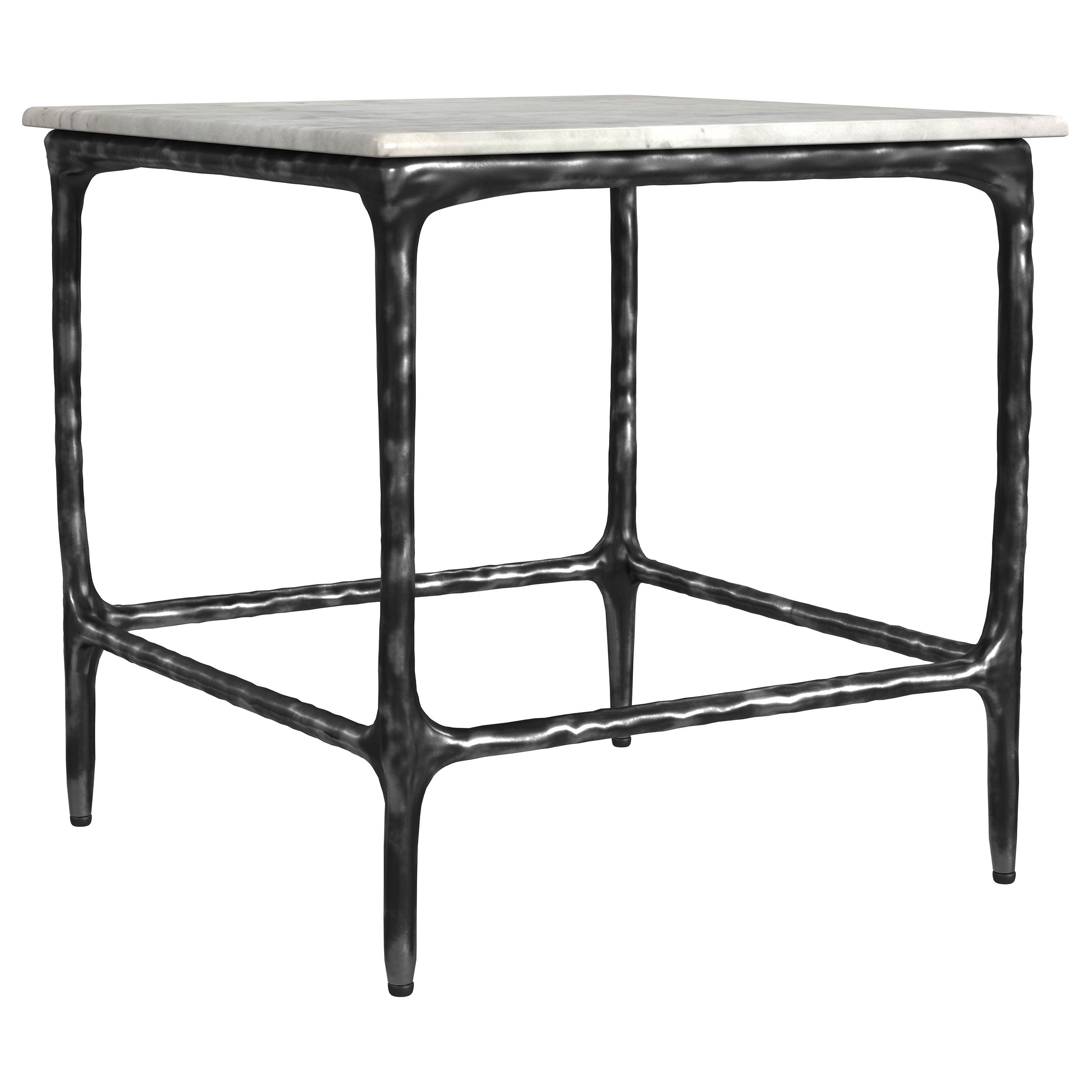 Best Furniture Outlet - Coaster - Ebby Square Genuine Marble Top Metal End Table White - 710747