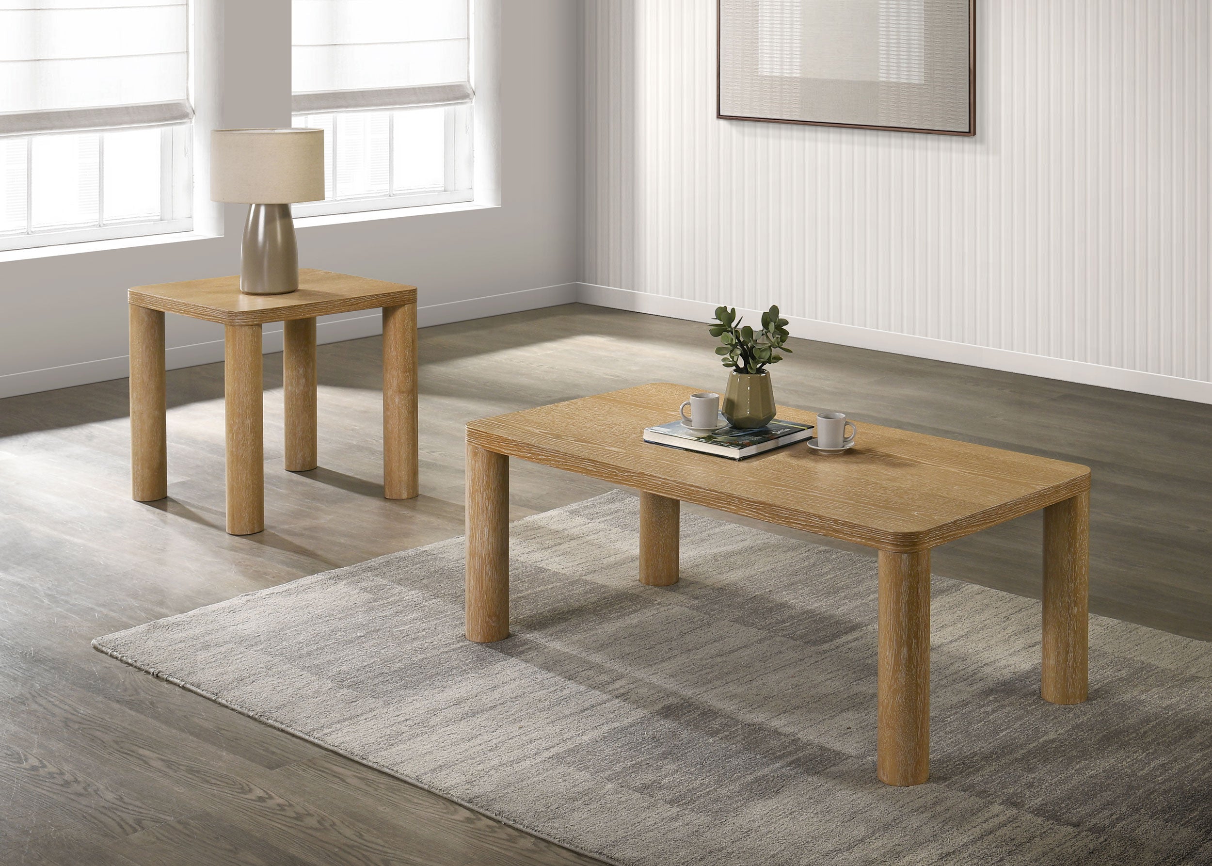Best Furniture Outlet - Coaster - Castlewood 2-piece Cocktail Coffee Table Set Light Oak - 710868-S2