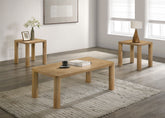 Best Furniture Outlet - Coaster - Castlewood 3-piece Cocktail Coffee Table Set Light Oak - 710868-S3