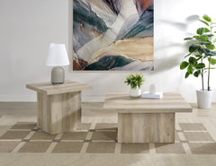 Devar Square Engineered Wood End Table Distressed Pine