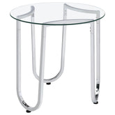Best Furniture Outlet - Coaster - Beller Round Tempered Glass Top End Side Table Chrome - 710907