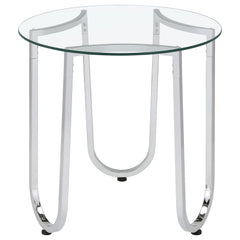 Beller 2-piece Round Tempered Glass Top Coffee Table Set Chrome