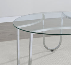 Beller 2-piece Round Tempered Glass Top Coffee Table Set Chrome