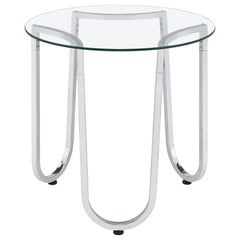 Beller 3-piece Round Tempered Glass Top Coffee Table Set Chrome