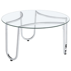 Beller 3-piece Round Tempered Glass Top Coffee Table Set Chrome