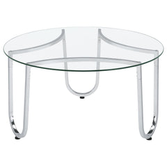 Beller 3-piece Round Tempered Glass Top Coffee Table Set Chrome