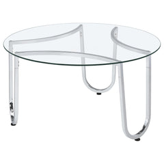 Beller 3-piece Round Tempered Glass Top Coffee Table Set Chrome