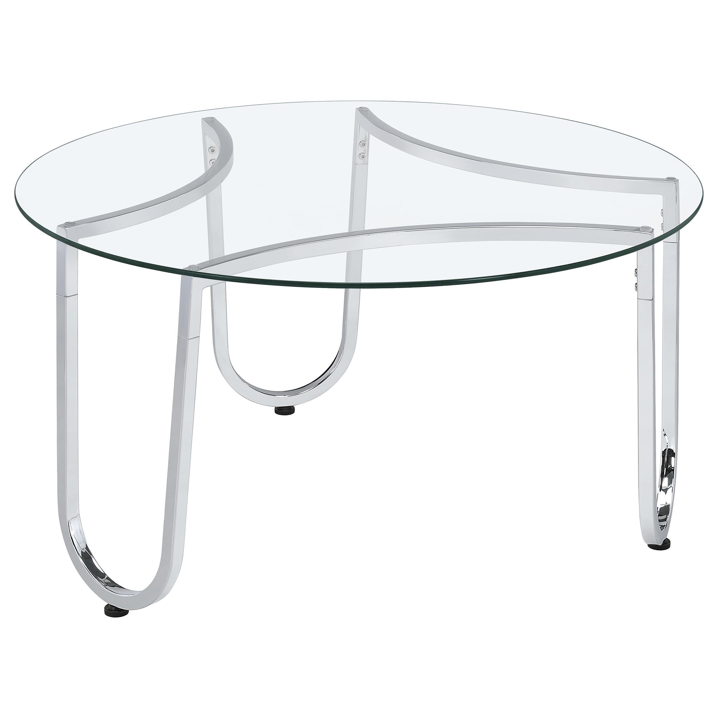 Best Furniture Outlet - Coaster - Beller Round Tempered Glass Top Cocktail Coffee Table Chrome - 710908