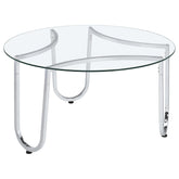 Best Furniture Outlet - Coaster - Beller Round Tempered Glass Top Cocktail Coffee Table Chrome - 710908