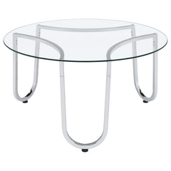 Beller Round Tempered Glass Top Cocktail Coffee Table Chrome