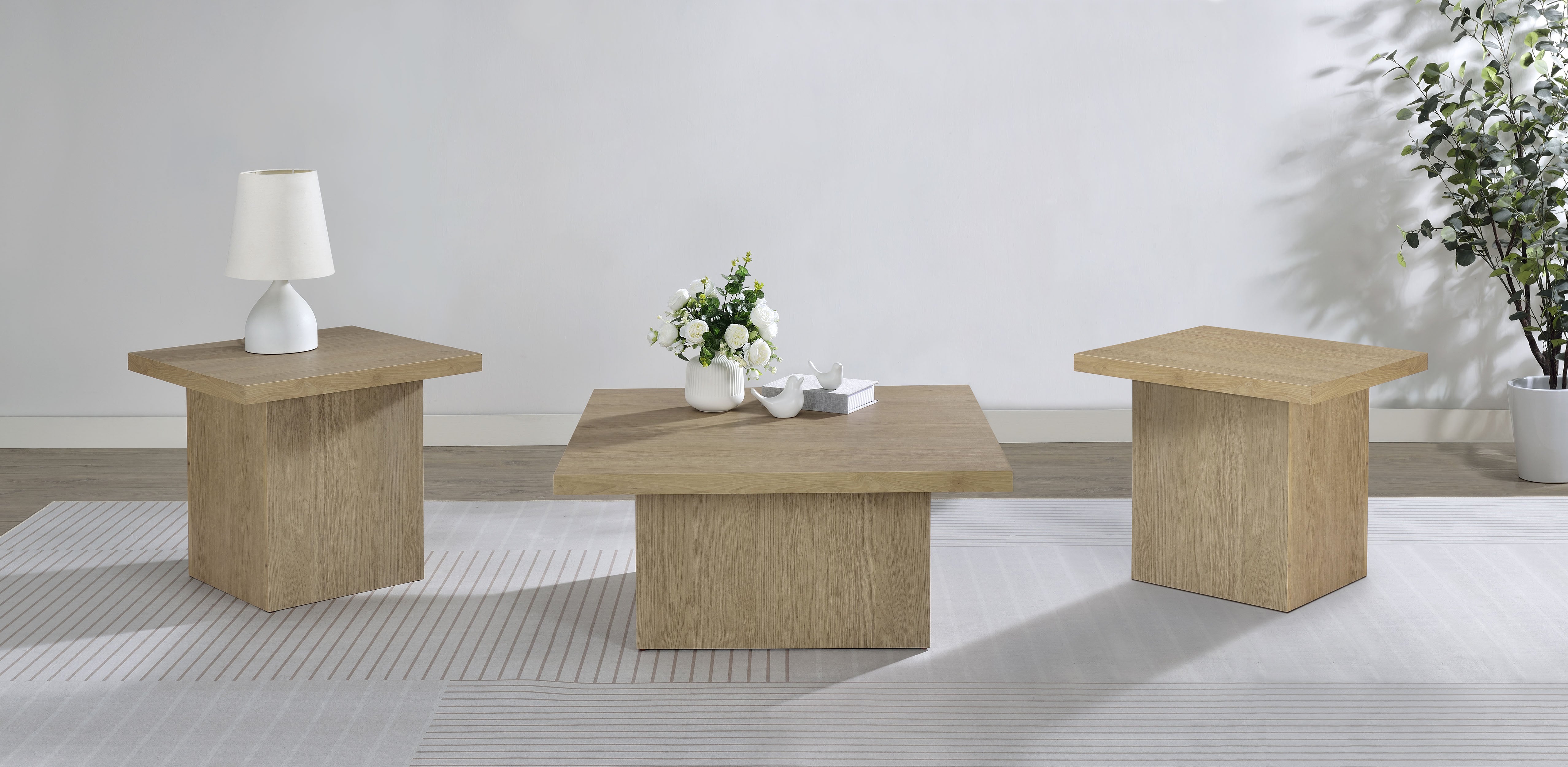 Best Furniture Outlet - Coaster - Devar 3-piece Square Cocktail Coffee End Table Set Latte - 710918-S3