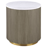 Best Furniture Outlet - Coaster - Jason Round White Marble Top Side End Table Greige - 711417