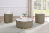 Best Furniture Outlet - Coaster - Jason 3-piece Round White Marble Coffee Table Set Greige - 711418-S3