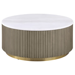 Jason 3-piece Round White Marble Coffee Table Set Greige