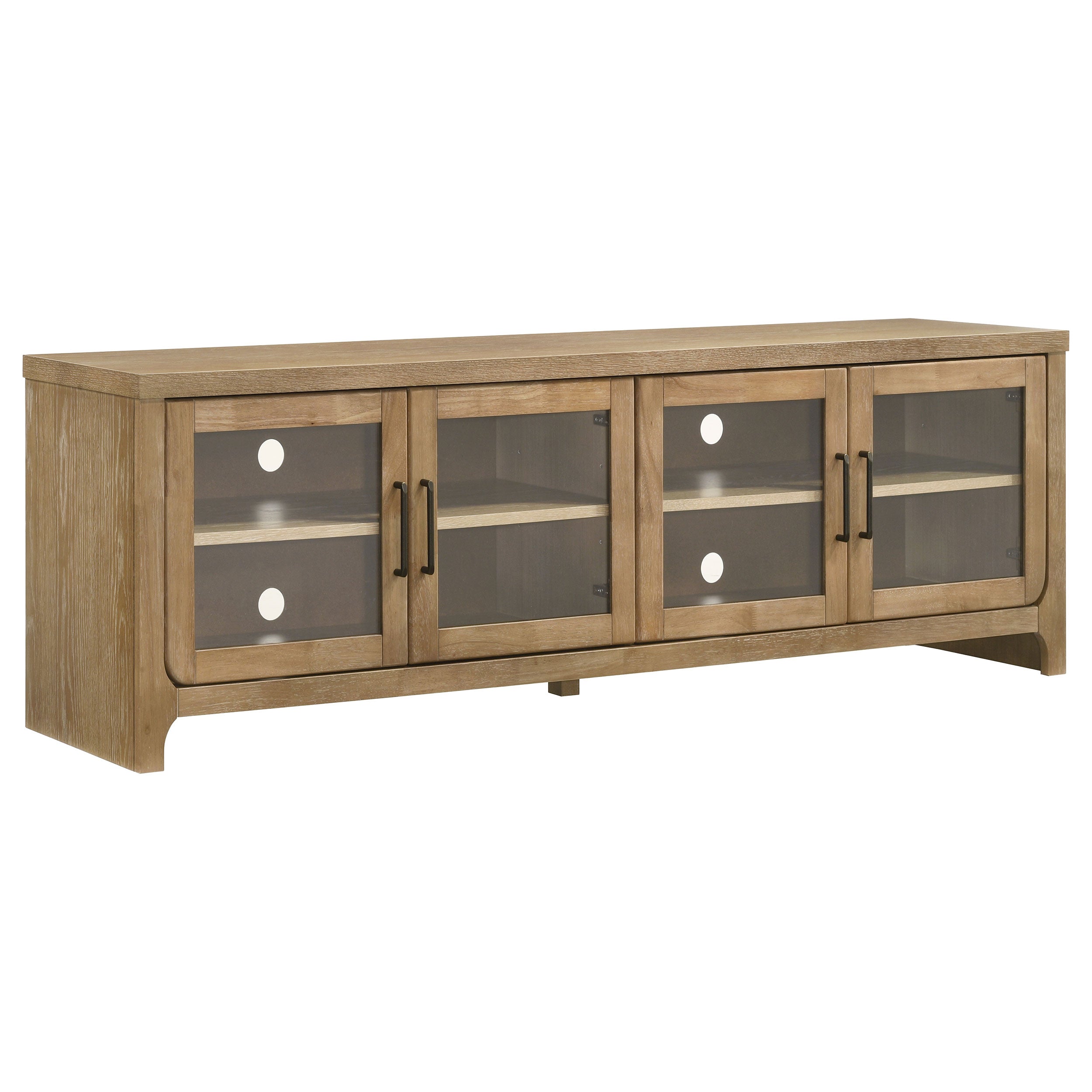 Best Furniture Outlet - Coaster - Brenham 79-inch 4-door TV Stand Media Console Washed Oak - 720130