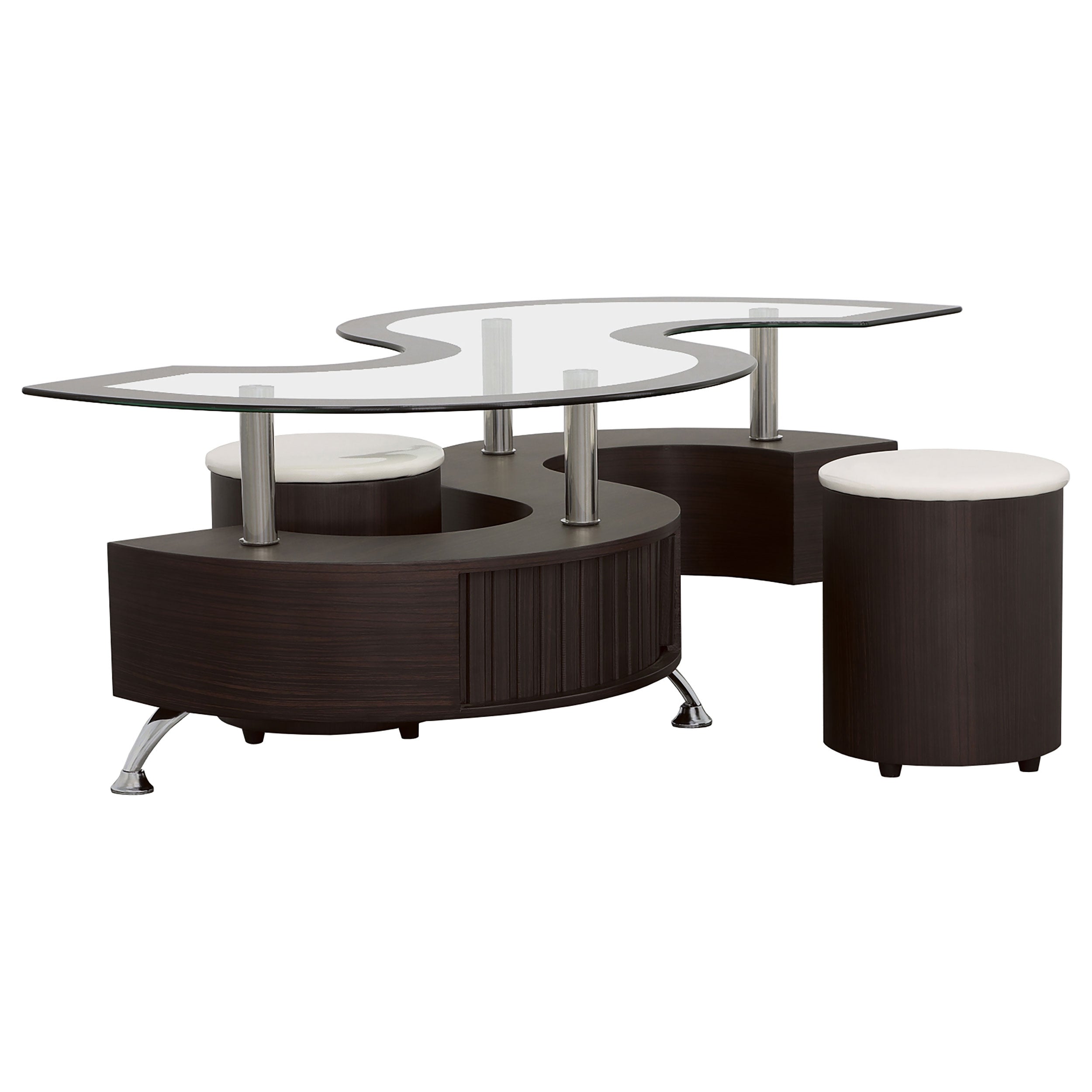 Best Furniture Outlet - Coaster - Buckley 3-piece Coffee Table and Stools Set Cappuccino - 720218