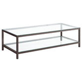 Best Furniture Outlet - Coaster - Trini 1-shelf Glass Top Coffee Table Black Nickel - 720228