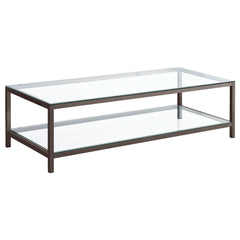 Best Furniture Outlet - Coaster - Trini 1-shelf Glass Top Coffee Table Black Nickel - 720228