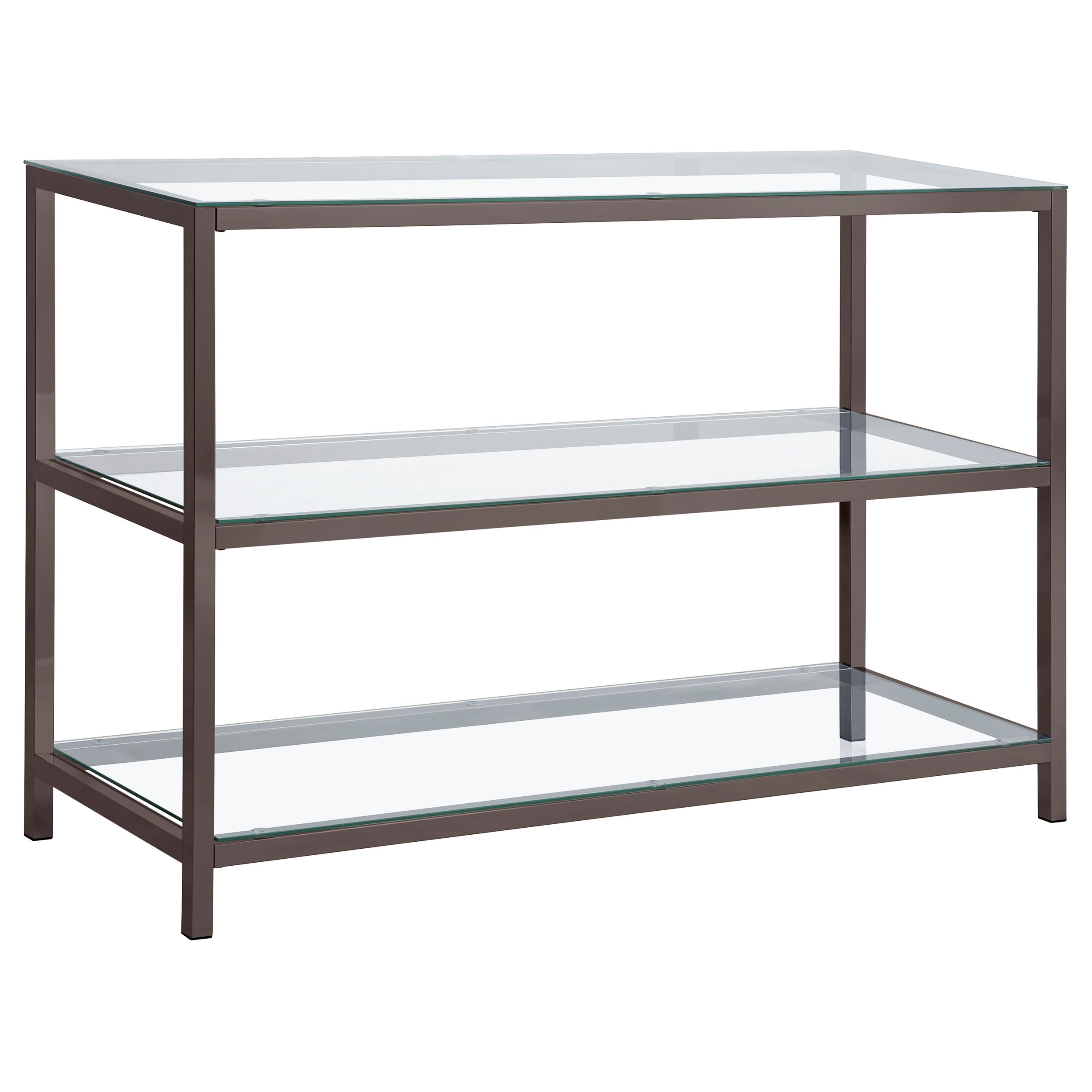 Best Furniture Outlet - Coaster - Trini 2-shelf Glass Top Entryway Console Table Black Nickel - 720229