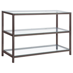 Best Furniture Outlet - Coaster - Trini 2-shelf Glass Top Entryway Console Table Black Nickel - 720229