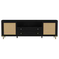 Arini Rattan Cane 2-door TV Stand Media Console Black