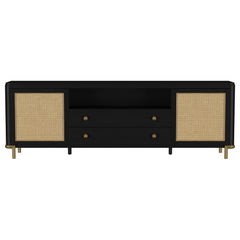 Arini Rattan Cane 2-door TV Stand Media Console Black