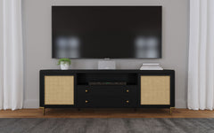 Arini Rattan Cane 2-door TV Stand Media Console Black