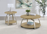 Best Furniture Outlet - Coaster - Dacre 2-piece Round Coffee and End Table Set Greige - 720318-S2