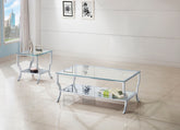 Best Furniture Outlet - Coaster - Saide 2-piece Glass Top Coffee and End Table Set Chrome - 720338-S2