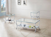 Best Furniture Outlet - Coaster - Saide 3-piece Glass Top Coffee and End Table Set Chrome - 720338-S3