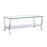 Best Furniture Outlet - Coaster - Saide Rectangular Glass Top Coffee Table Chrome - 720338