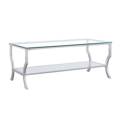 Best Furniture Outlet - Coaster - Saide Rectangular Glass Top Coffee Table Chrome - 720338