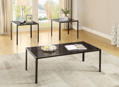 Best Furniture Outlet - Coaster - Brock Rectangular Glass Top Coffee Table Set Black - 720457